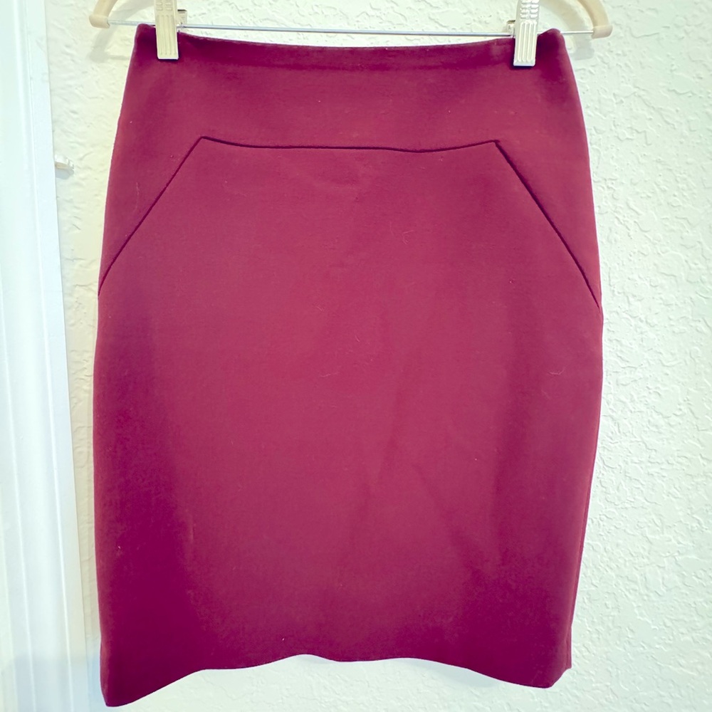 Ann Taylor Rich Burgundy Pencil Skirt petite 4